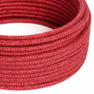 Jute Cherry Red Textile Cable - The Original Creative-Cables - RN24 round 2x0.75mm / 3x0.75mm