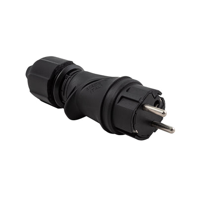 Black Schuko Plug 16A 250V IP44 for outdoor use - Compatible with Modulair System - Black