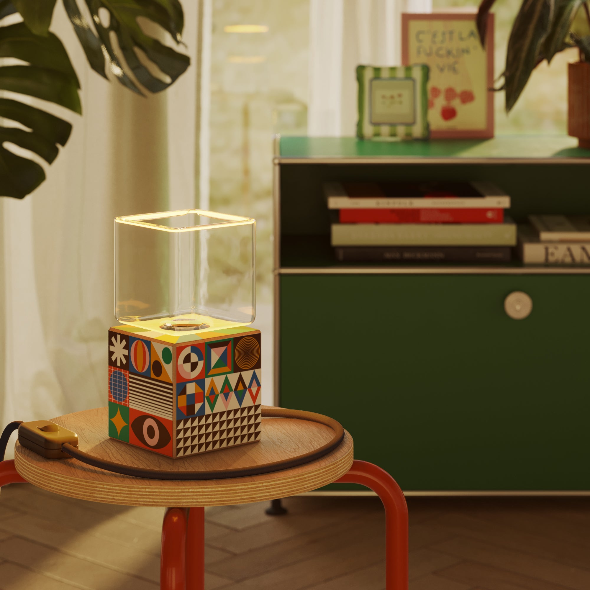 Lampada da tavolo Cubetto con lampadina Ghost - PosterLad