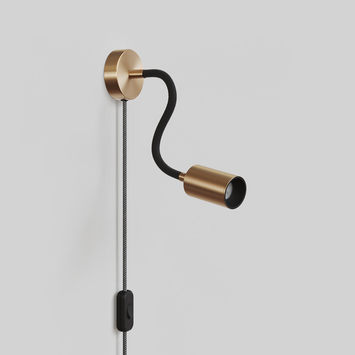 Lampada con spina UK e braccio snodabile, faretto Spotlight GU10 Bispot - Bronzo satinato / Nero