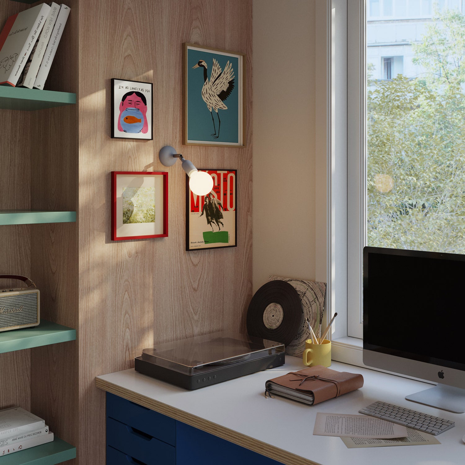 Silicone Fermaluce lamp with joint - Soft blue