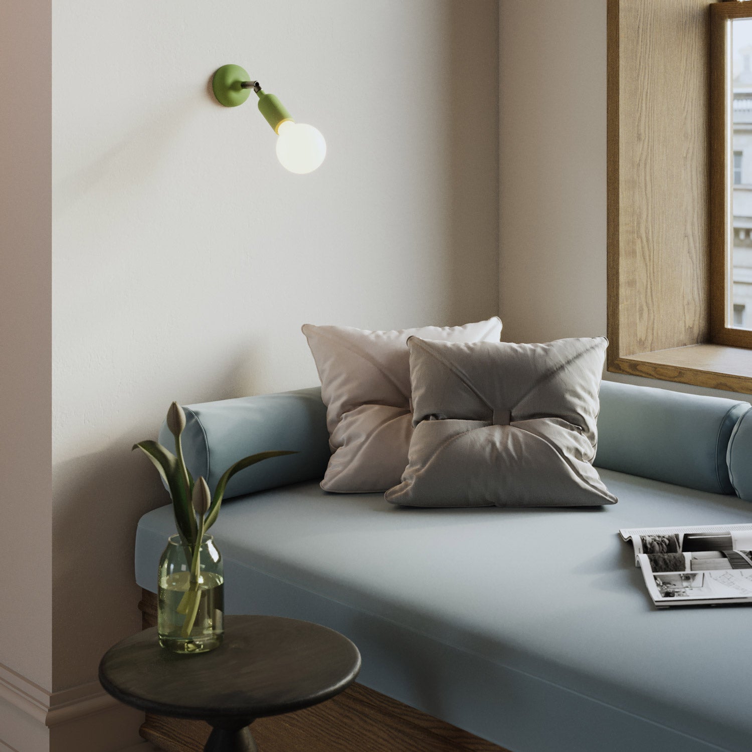 Silicone Fermaluce lamp with joint and built-in switch - Soft green