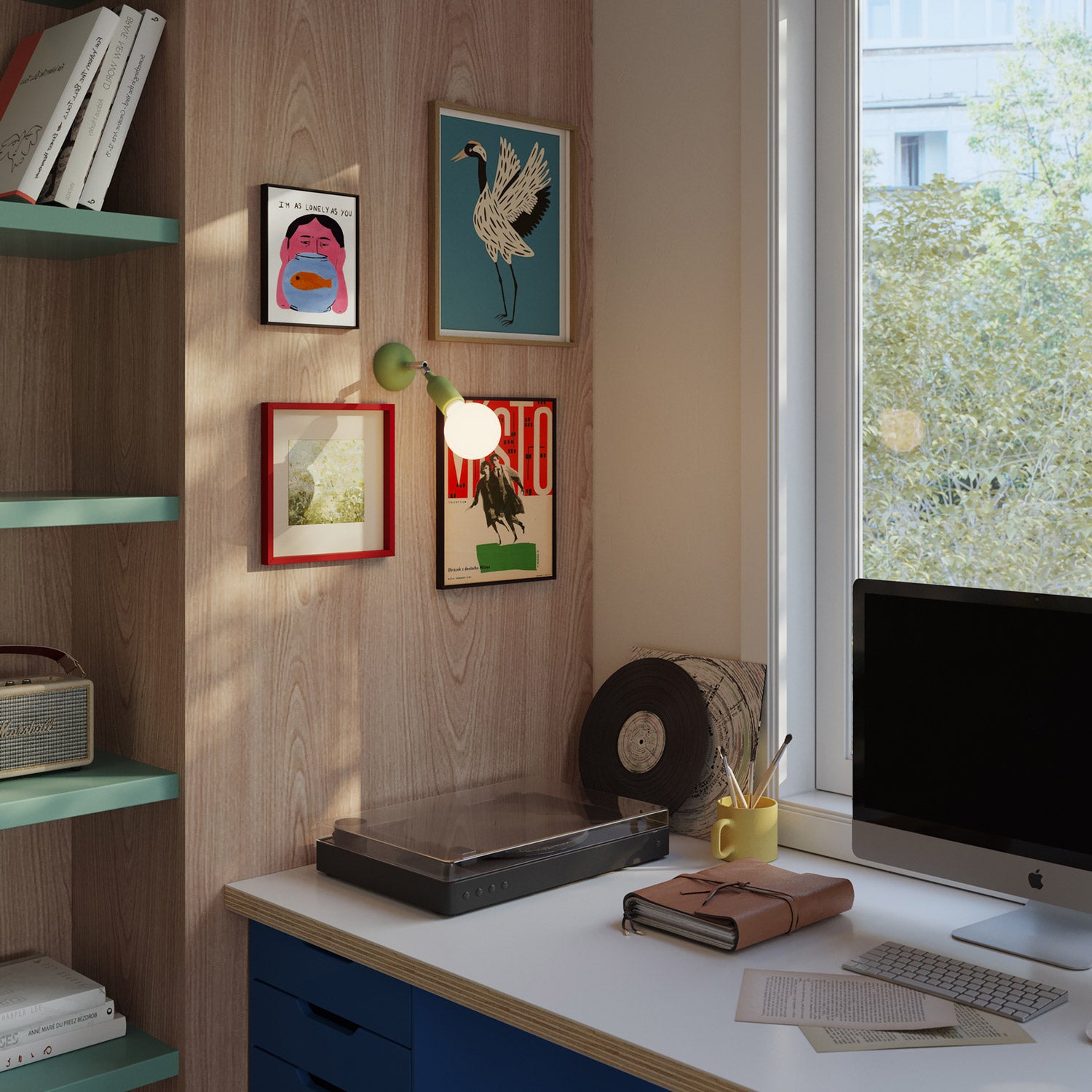 Silicone Fermaluce lamp with joint - Soft green