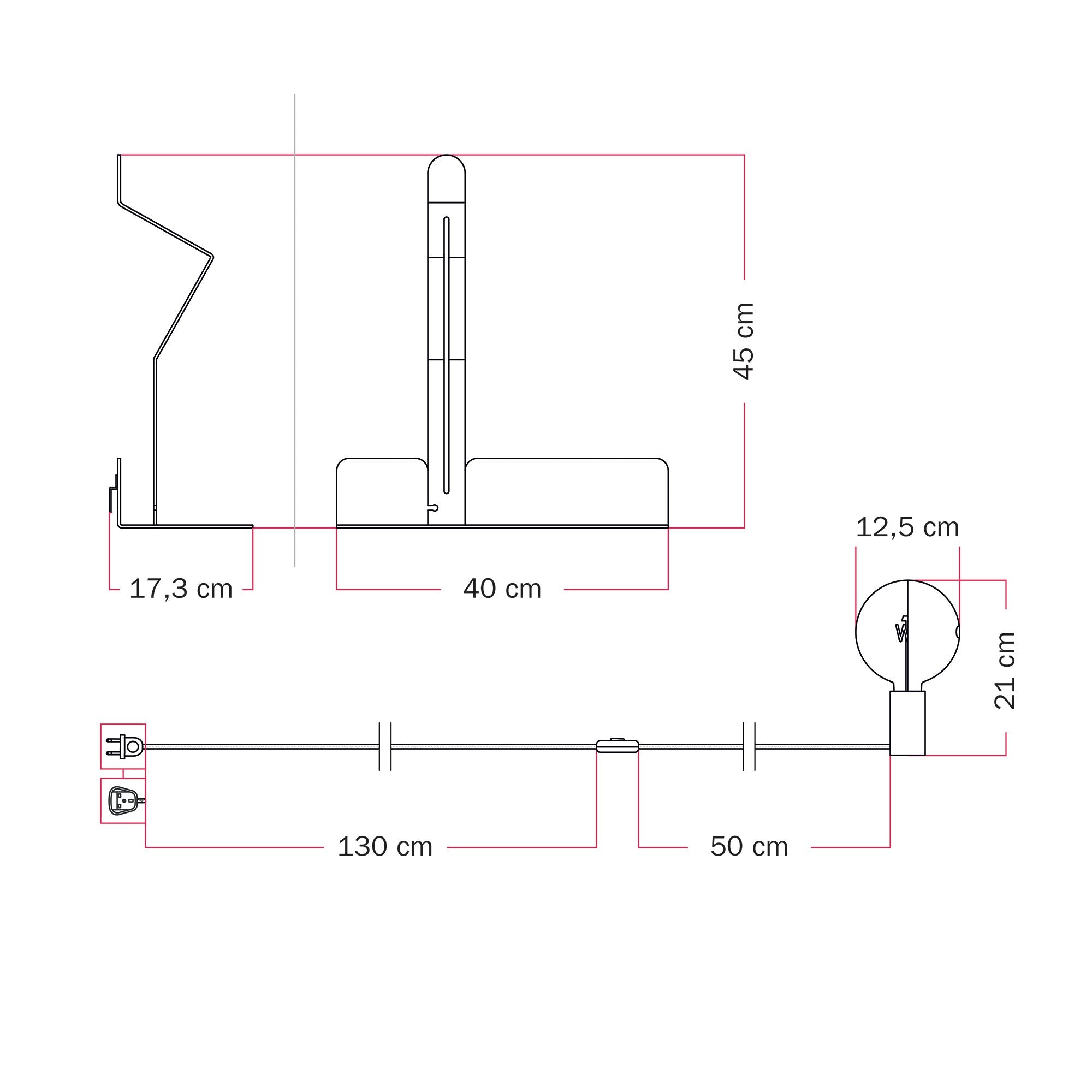 Lampada da parete con mensola e lampadina LED G125 verniciata - Murio Talia - Arancione