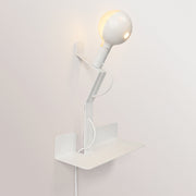 Lampada da parete con mensola e lampadina LED G125 verniciata - Murio Talia - Bianco