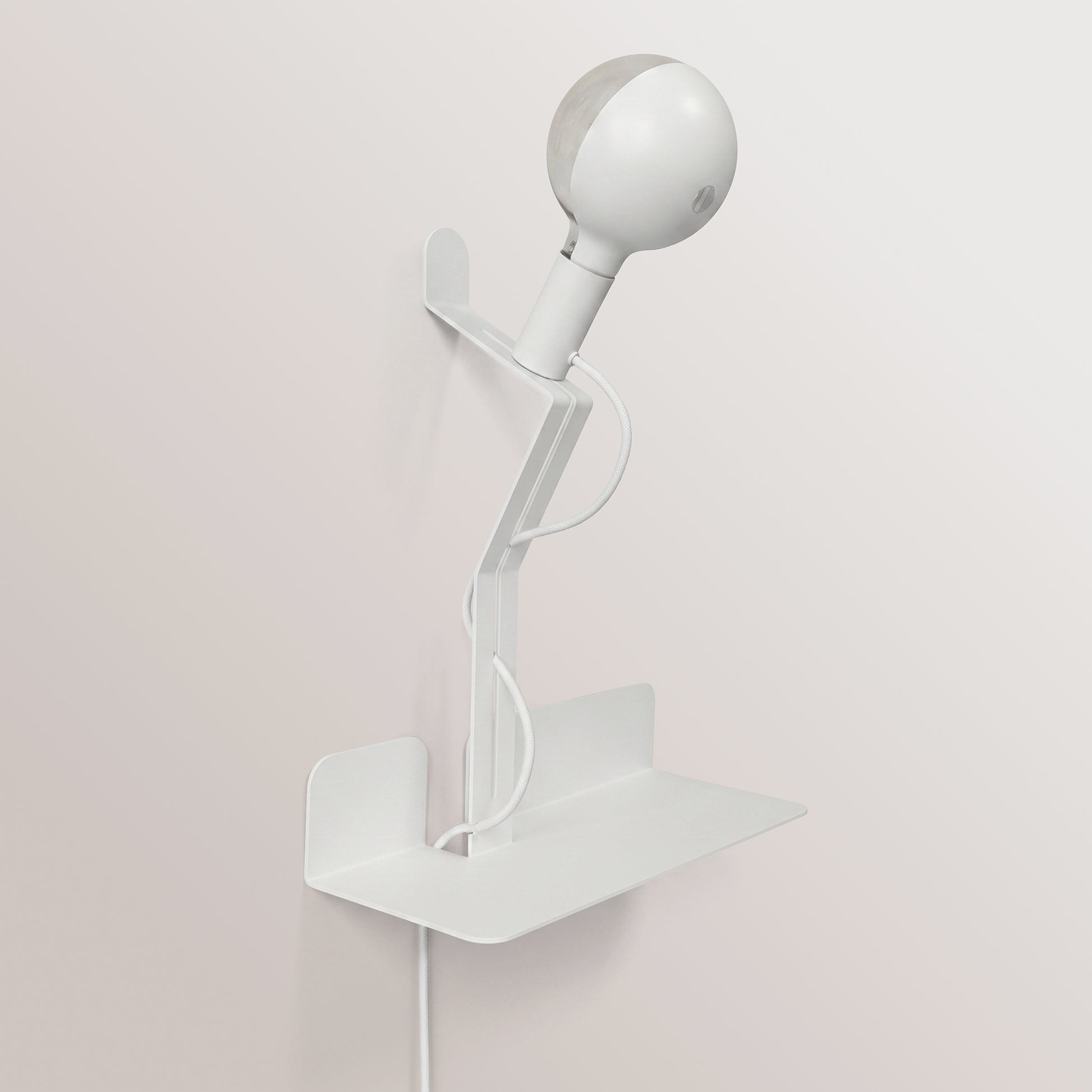 Lampada da parete con mensola e lampadina LED G125 verniciata - Murio Talia - Bianco