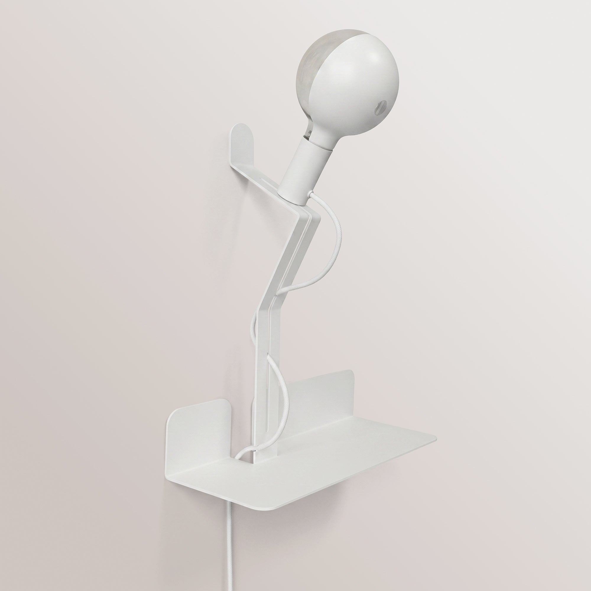 Lampada da parete con mensola e lampadina LED G125 verniciata - Murio Talia - Bianco