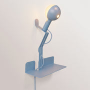 Lampada da parete con mensola e lampadina LED G125 verniciata - Murio Talia - Blu