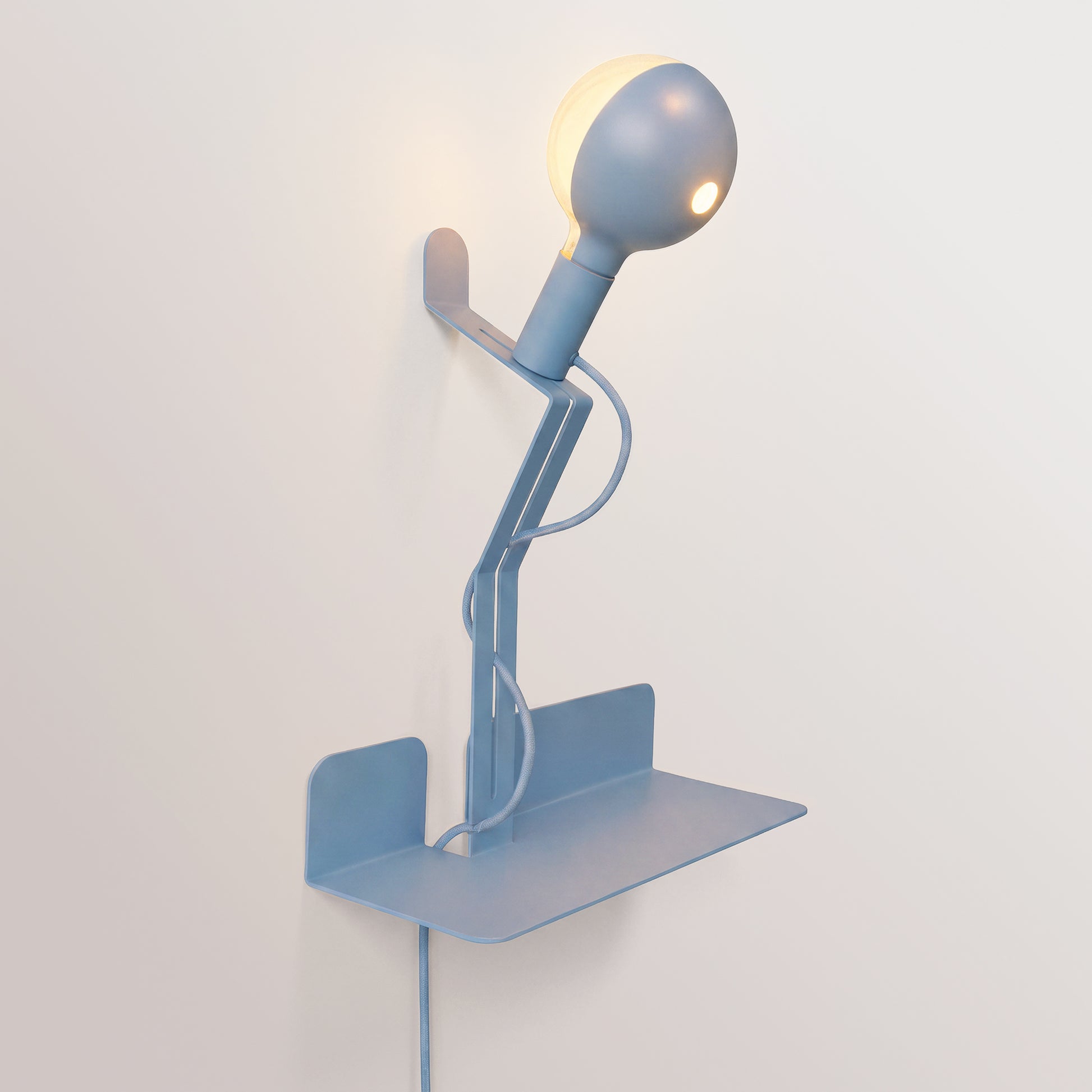 Lampada da parete con mensola e lampadina LED G125 verniciata - Murio Talia - Blu