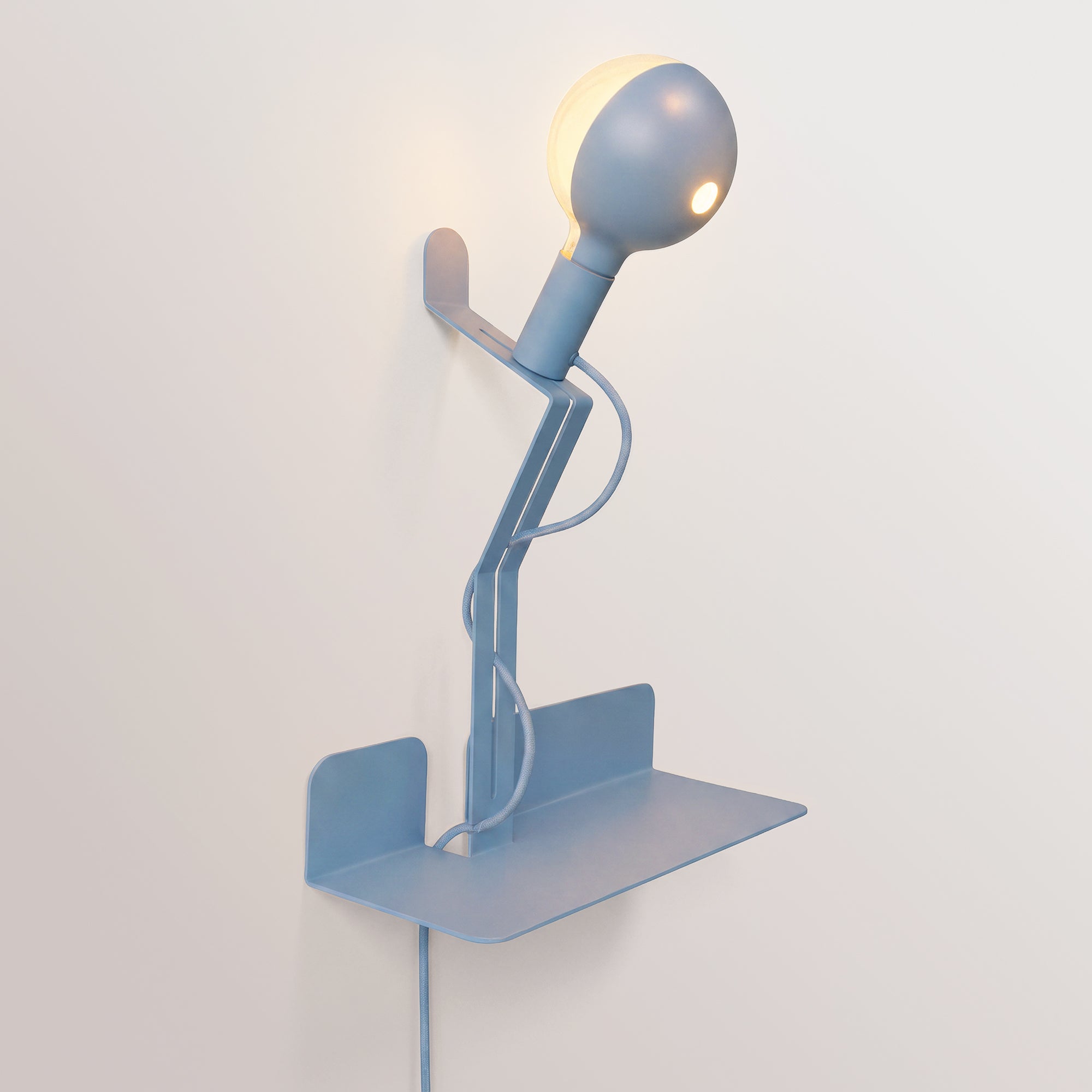 Lampada da parete con mensola e lampadina LED G125 verniciata - Murio Talia - Blu