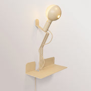 Lampada da parete con mensola e lampadina LED G125 verniciata - Murio Talia - Panna