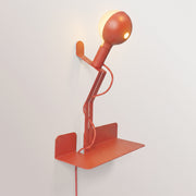Wall lamp with shelf and painted LED G125 Light bulb - Murio Talia - Red