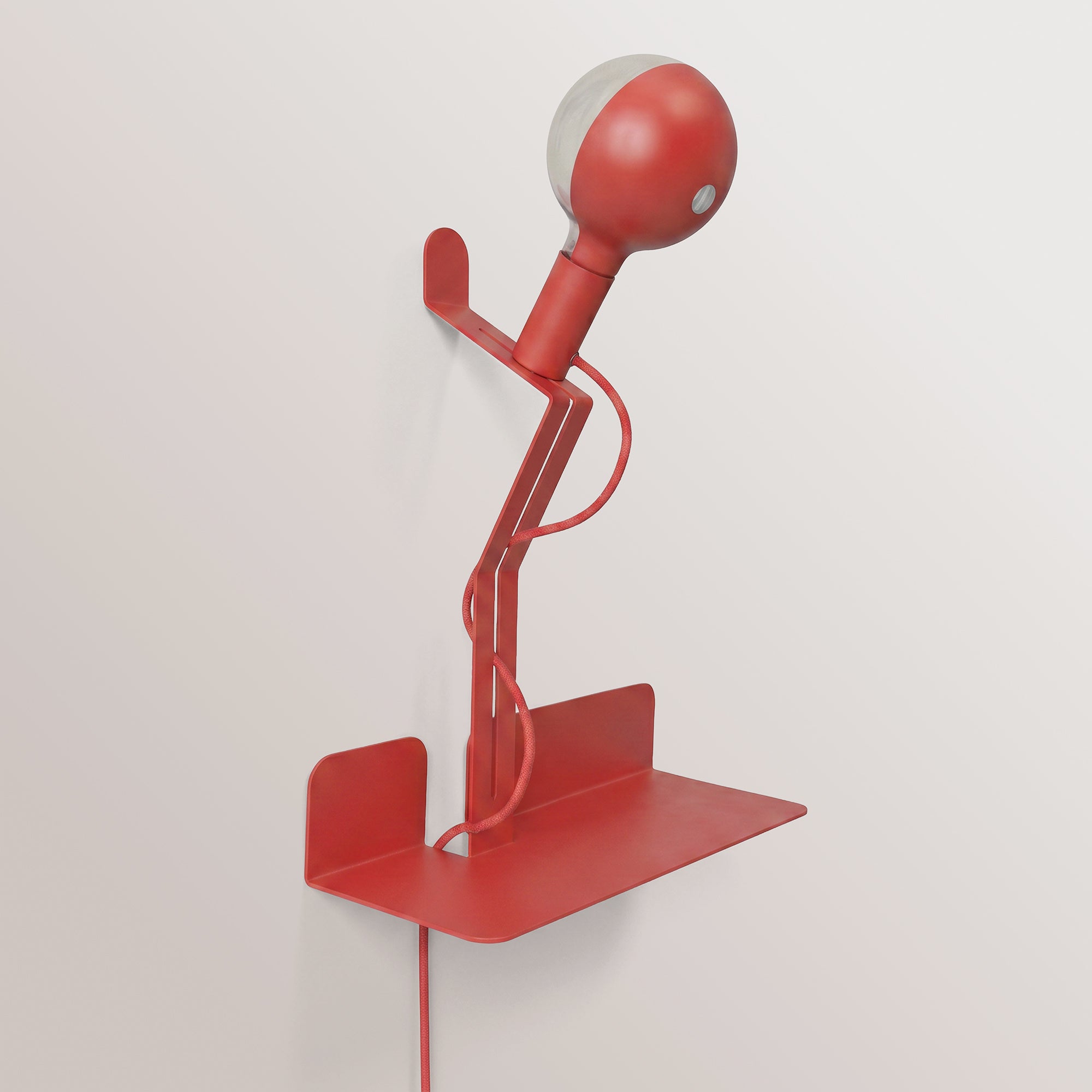 Wall lamp with shelf and painted LED G125 Light bulb - Murio Talia - Red
