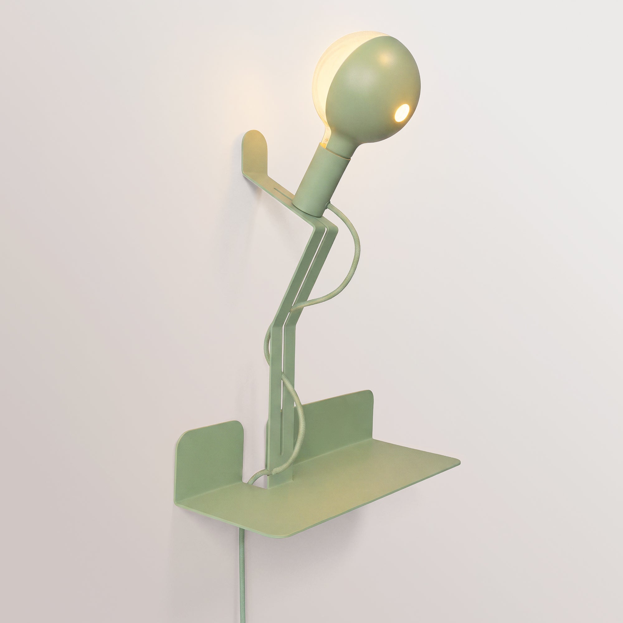 Lampada da parete con mensola e lampadina LED G125 verniciata - Murio Talia - Verde