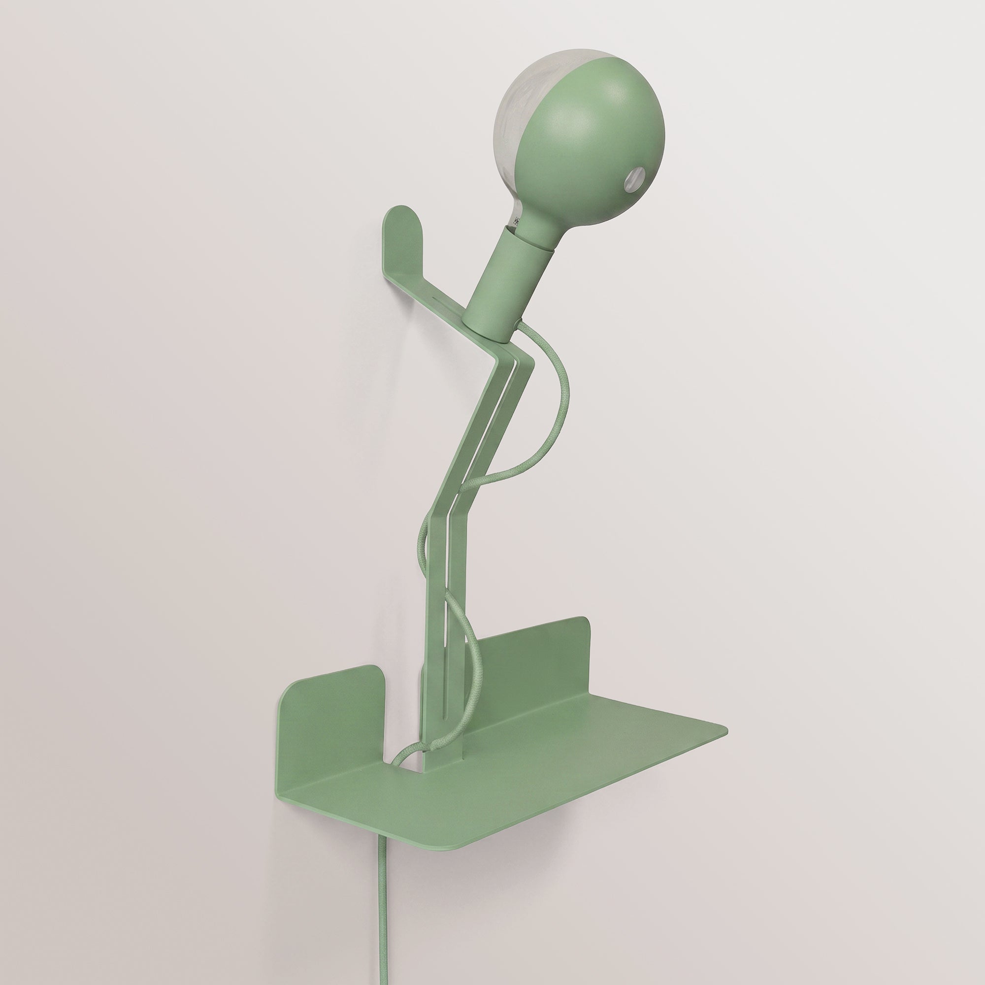 Lampada da parete con mensola e lampadina LED G125 verniciata - Murio Talia - Verde