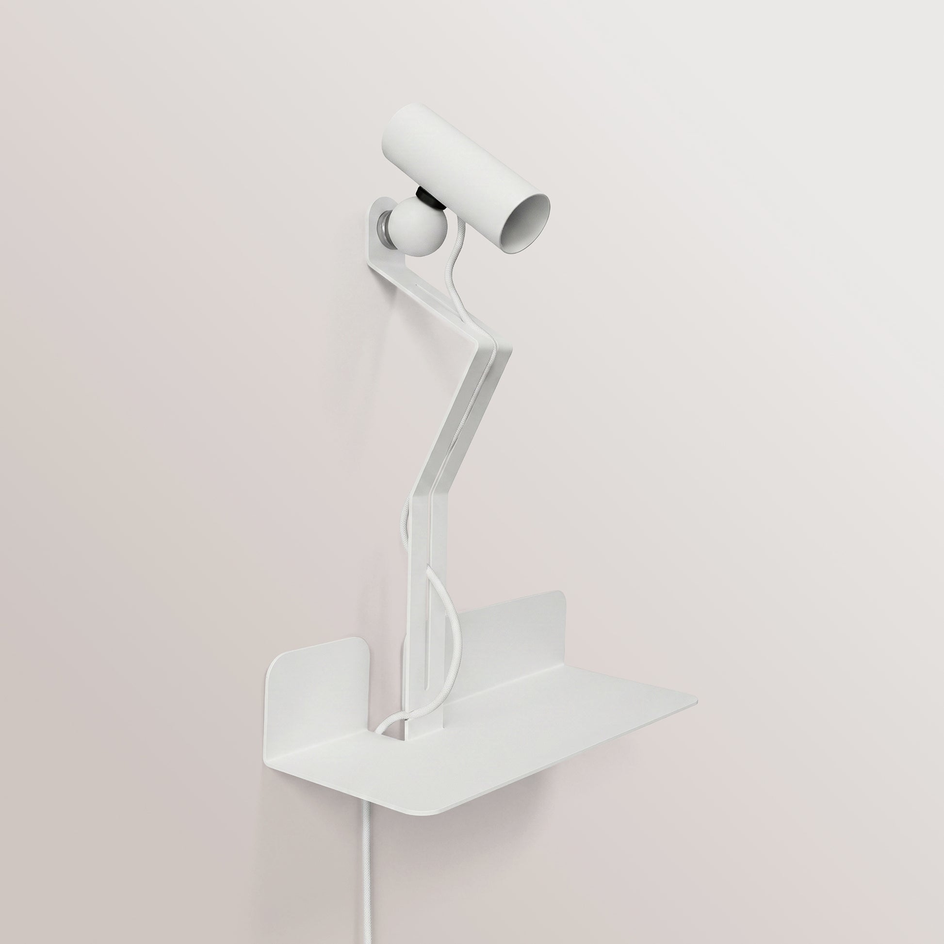 Lampada da parete con mensola e faretto magnetico orientabile - Murio Tubo - Bianco