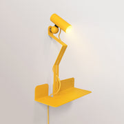 Lampada da parete con mensola e faretto magnetico orientabile - Murio Tubo - Giallo