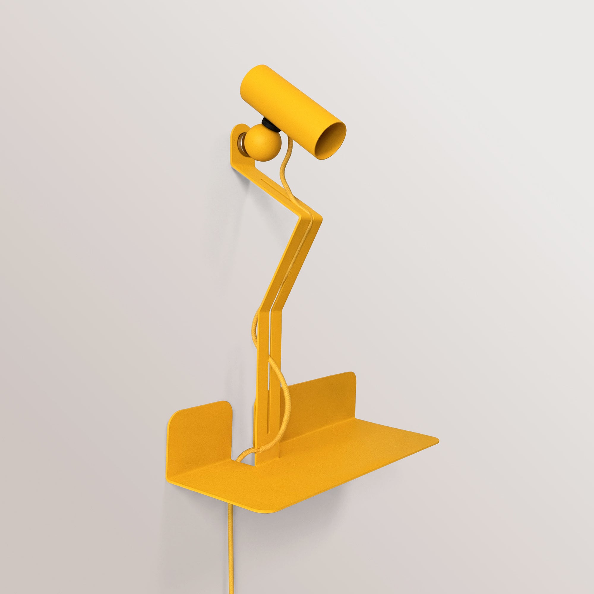 Lampada da parete con mensola e faretto magnetico orientabile - Murio Tubo - Giallo
