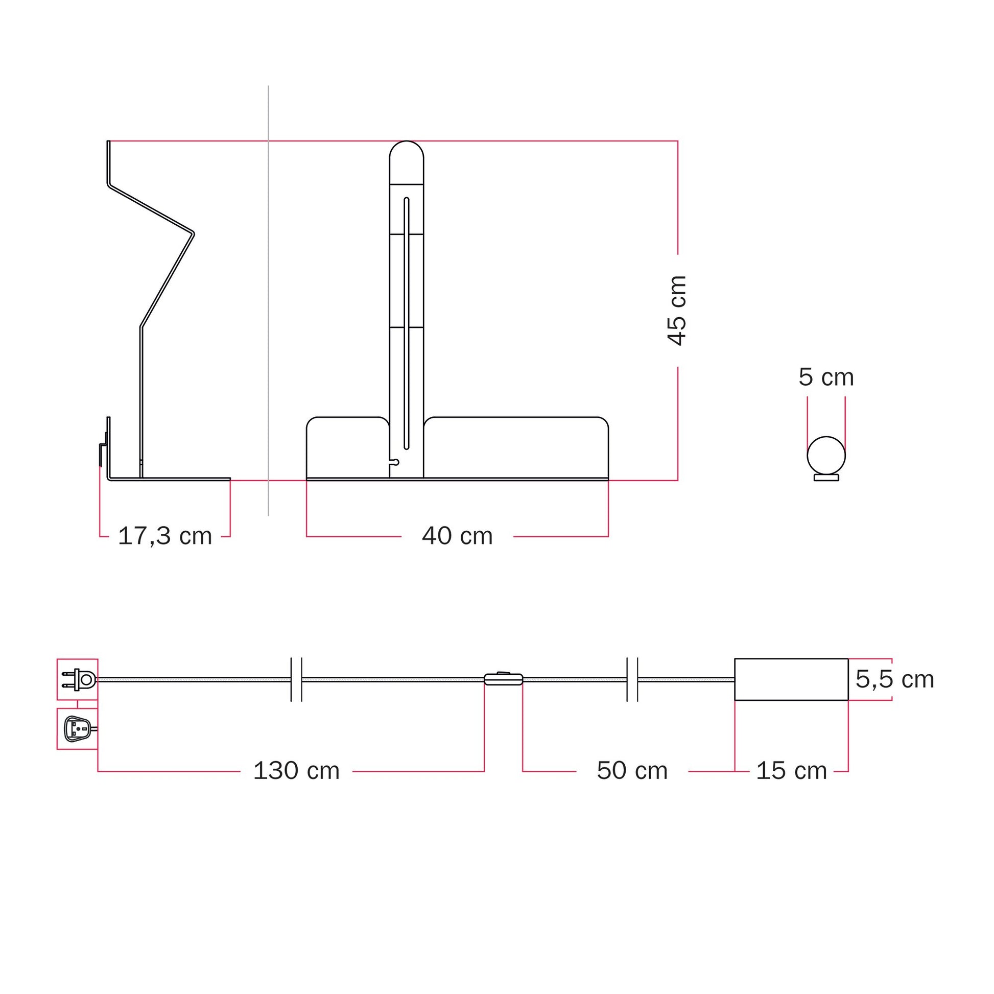 Lampada da parete con mensola e faretto magnetico orientabile - Murio Tubo - Giallo