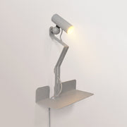 Wall lamp with shelf and adjustable magnetic Spotlight - Murio Tubo - Grey