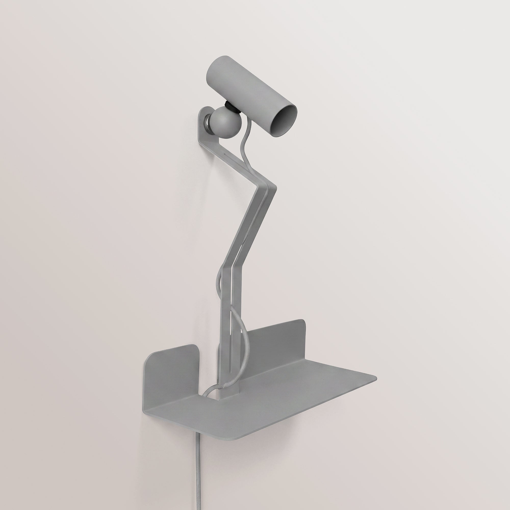 Wall lamp with shelf and adjustable magnetic Spotlight - Murio Tubo - Grey