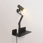 Lampada da parete con mensola e faretto magnetico orientabile - Murio Tubo - Nero
