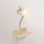Wall lamp with shelf and adjustable magnetic spotlight - Murio Tubo - Cream