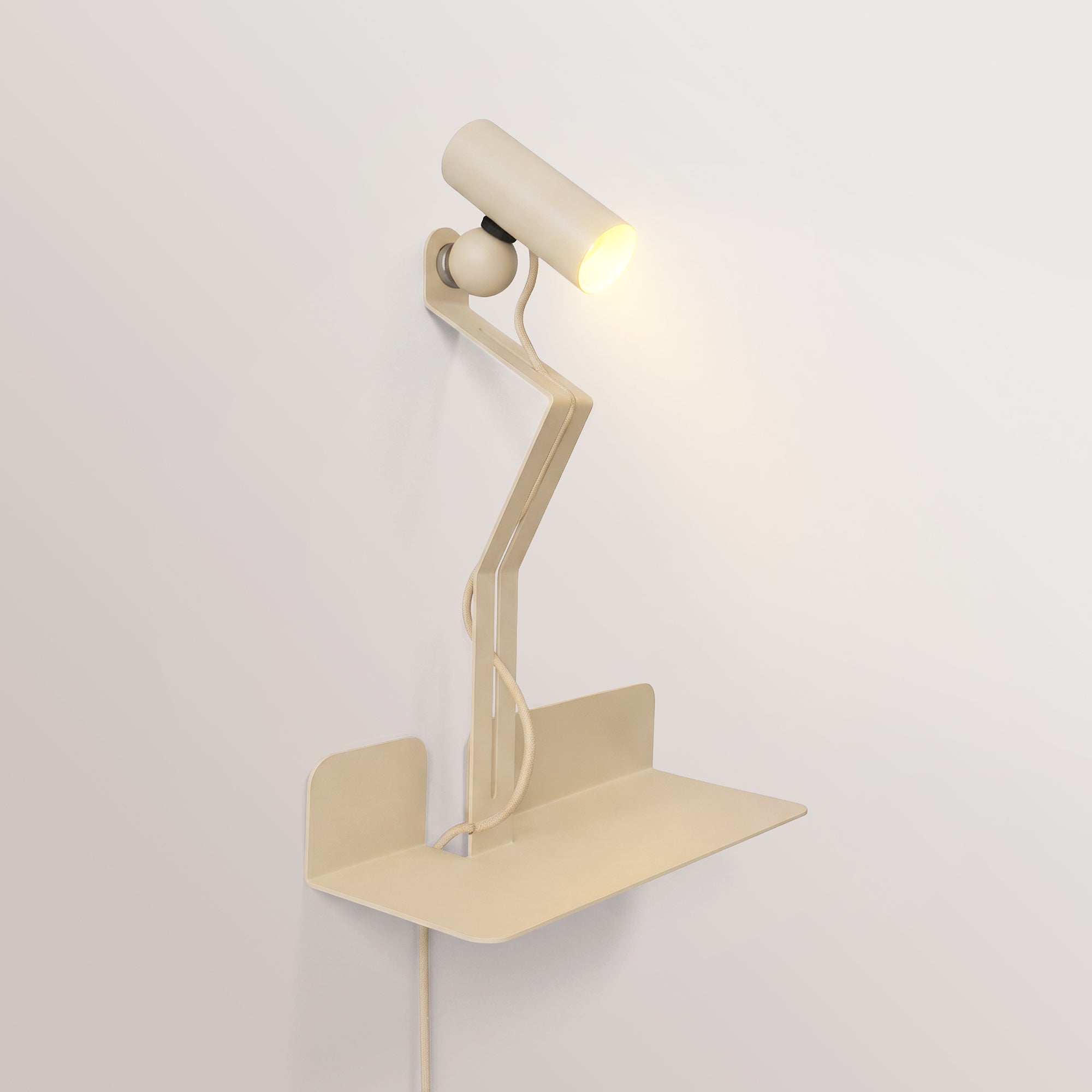 Lampada da parete con mensola e faretto magnetico orientabile - Murio Tubo - Panna