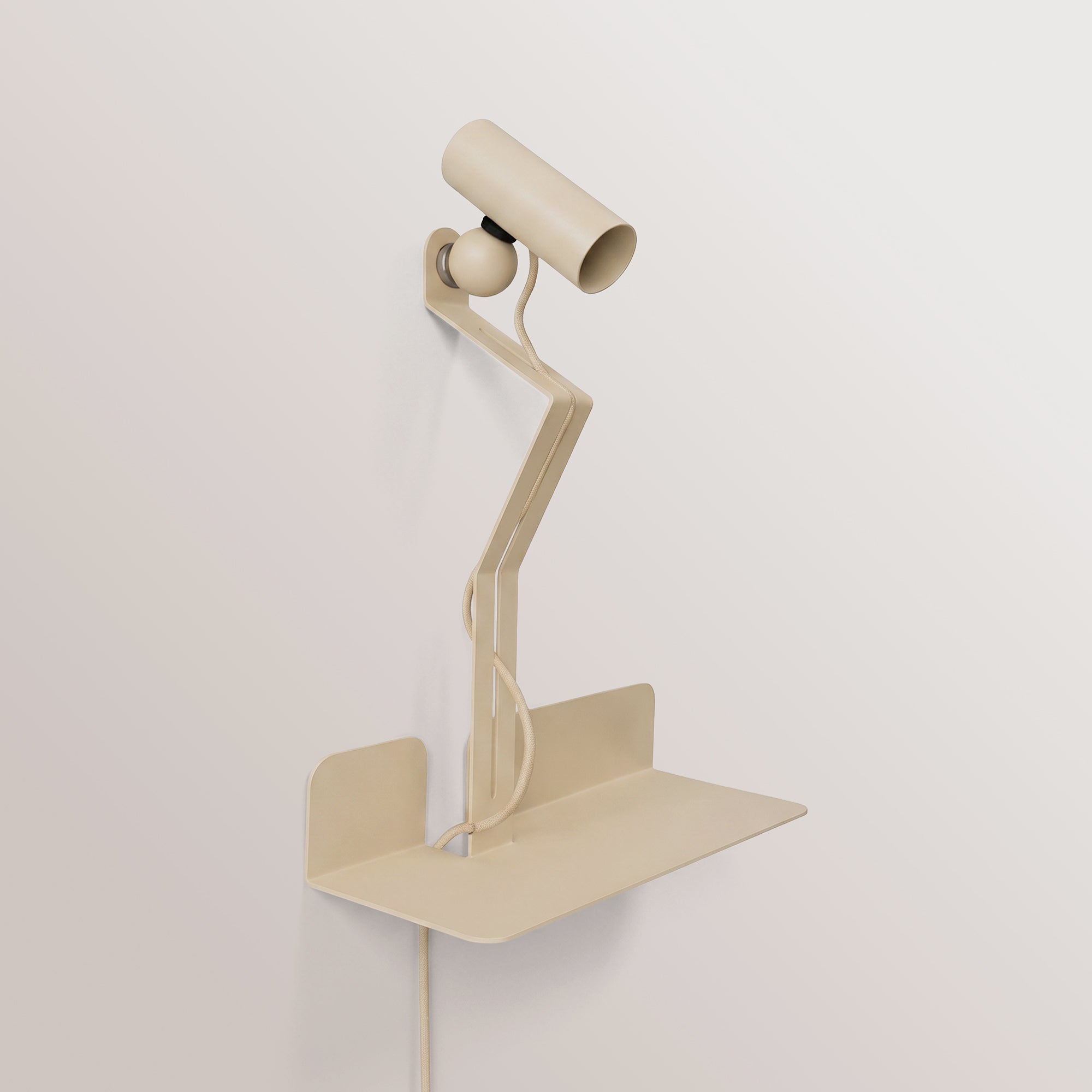 Wall lamp with shelf and adjustable magnetic spotlight - Murio Tubo - Cream