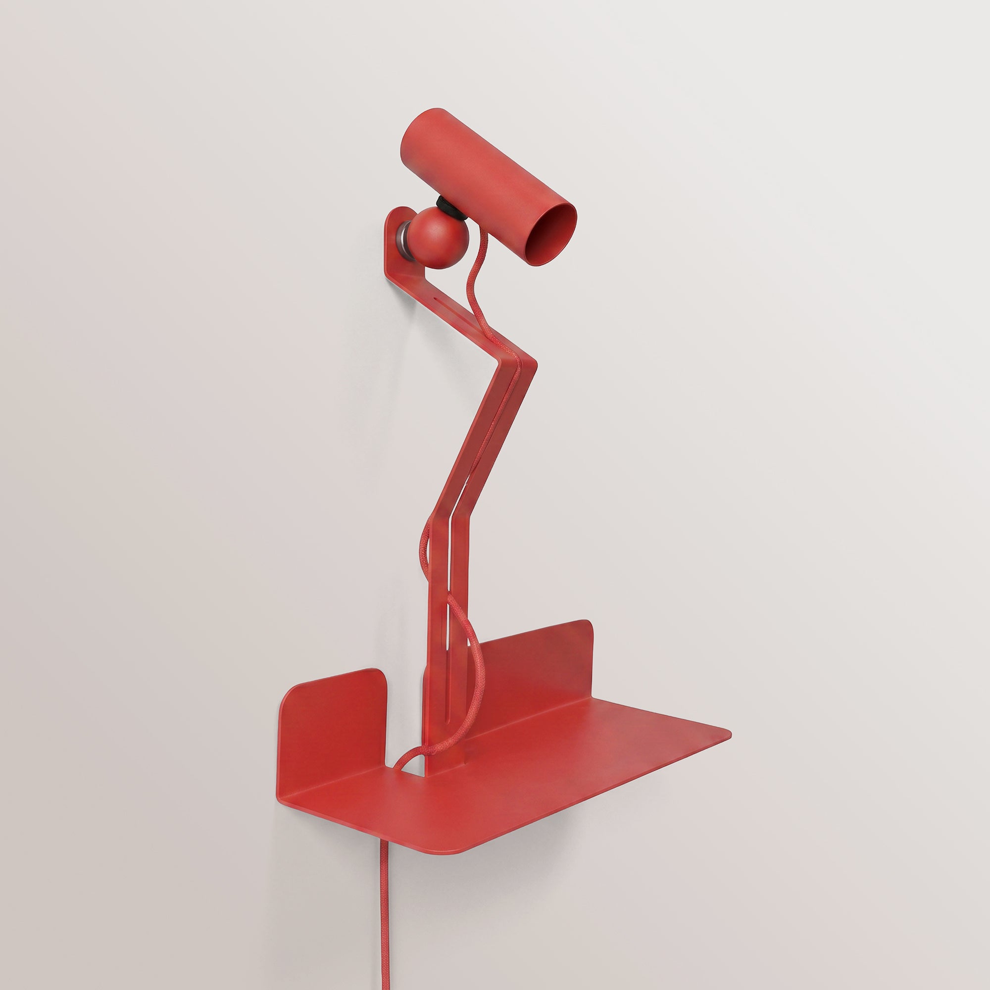Lampada da parete con mensola e faretto magnetico orientabile - Murio Tubo - Rosso