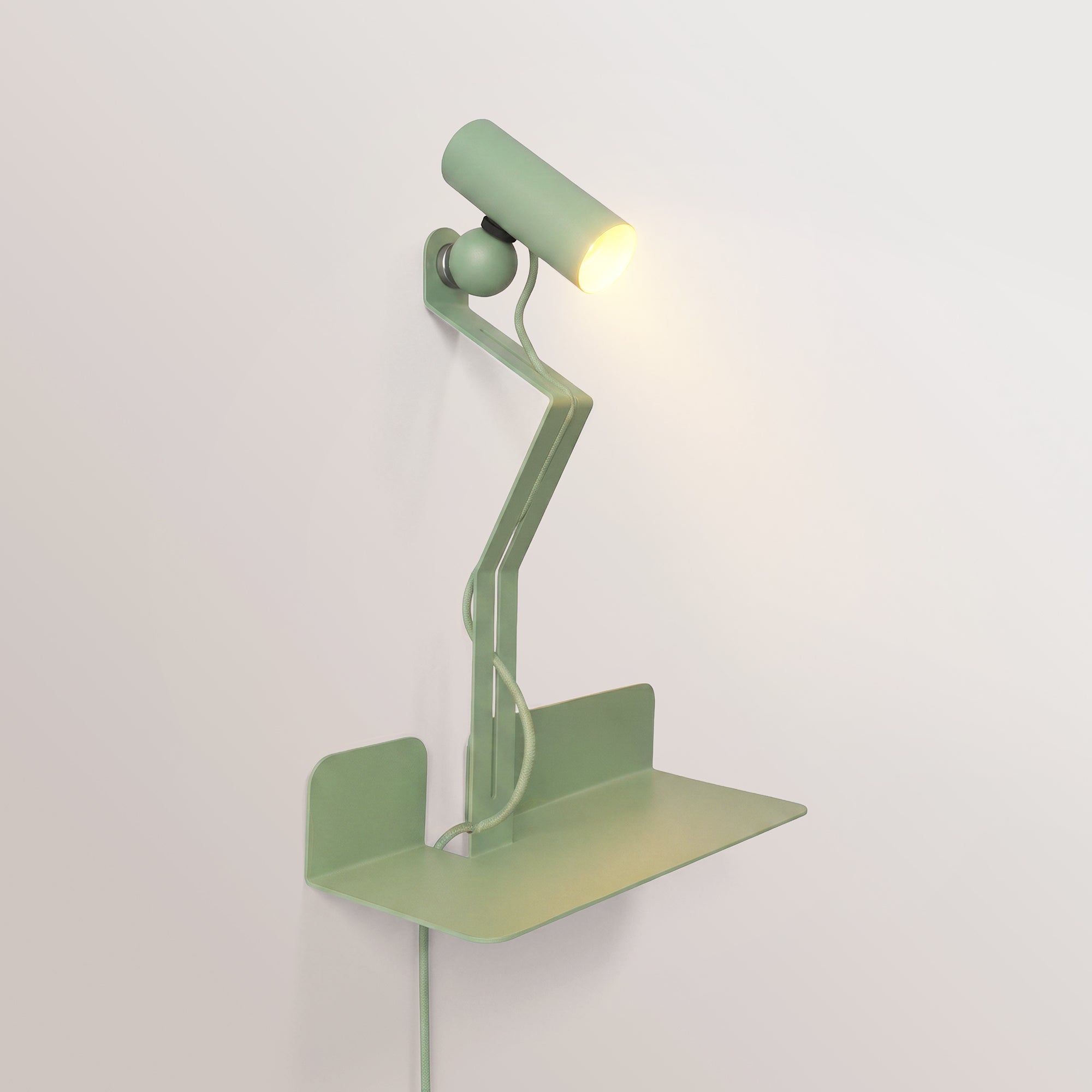 Lampada da parete con mensola e faretto magnetico orientabile - Murio Tubo - Verde