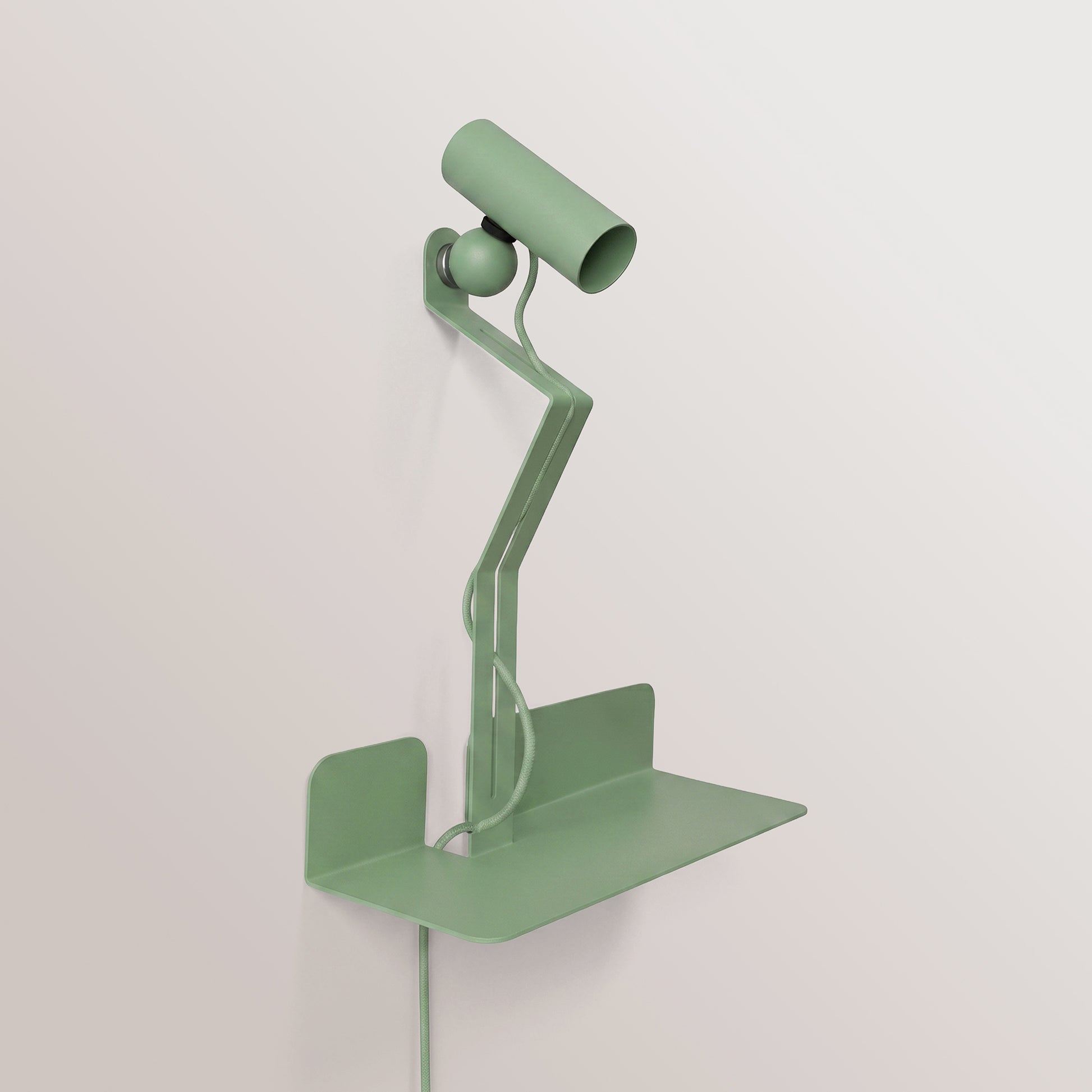 Lampada da parete con mensola e faretto magnetico orientabile - Murio Tubo - Verde