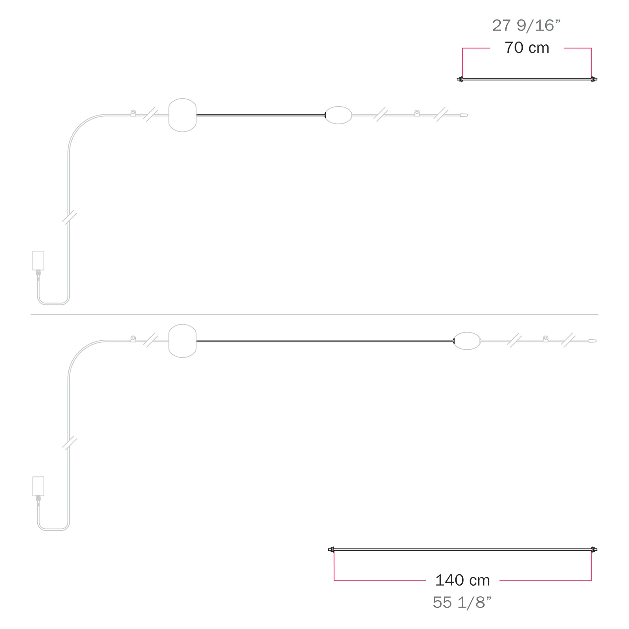 Cavo di connessione tra paralumi 70/140 cm (27 9/16" / 55 1/8") - Marina - Bianco sabbia