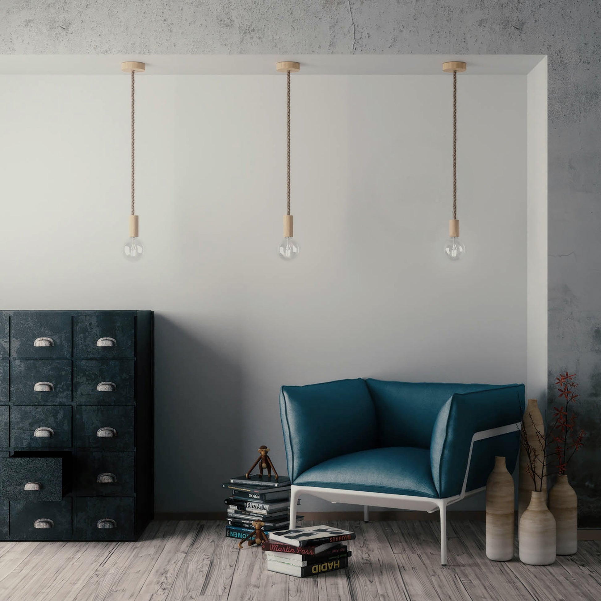 Kit portalampada E27 in legno per cordone XL - Neutro