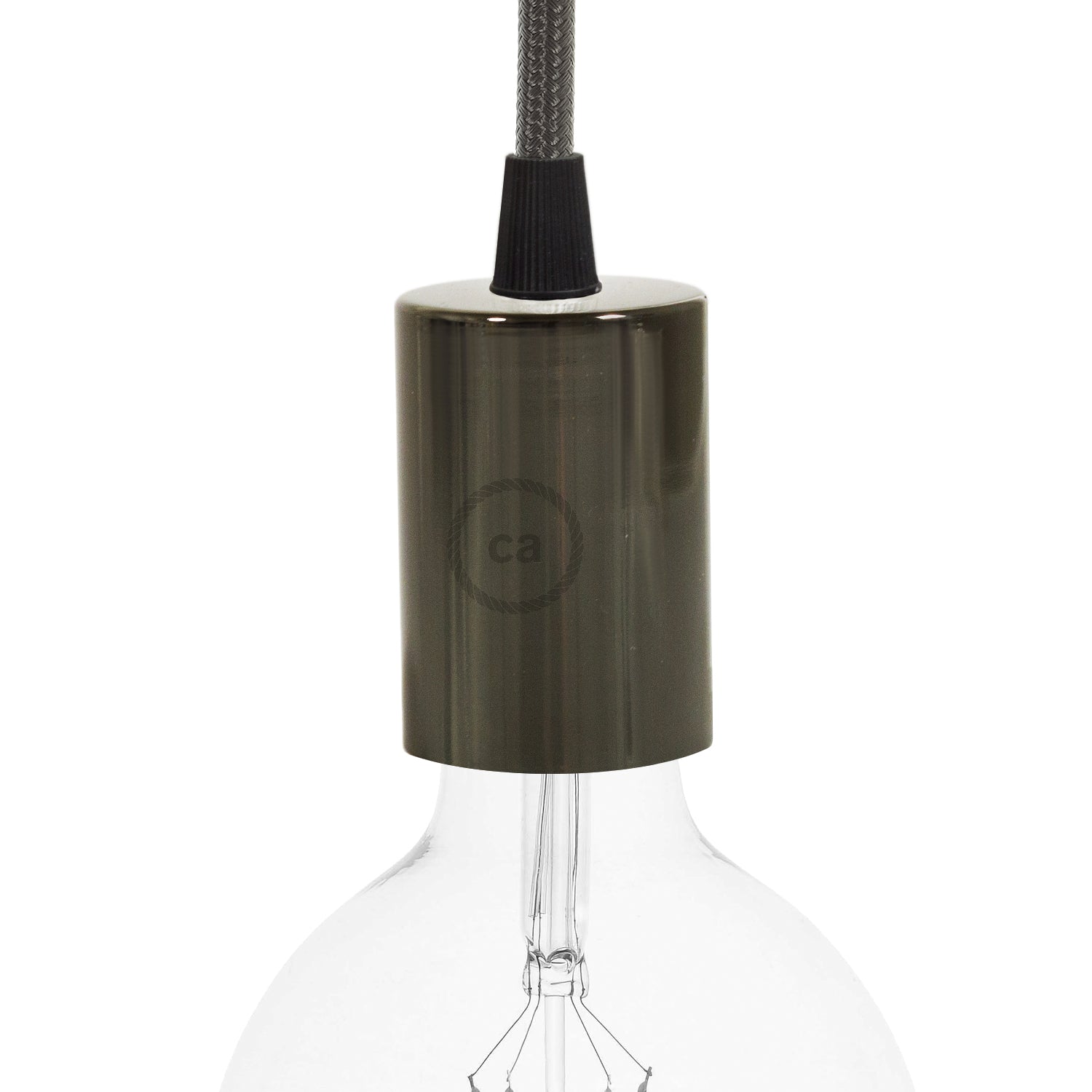 E27 cylindrical socket kit in metal - Pearl black