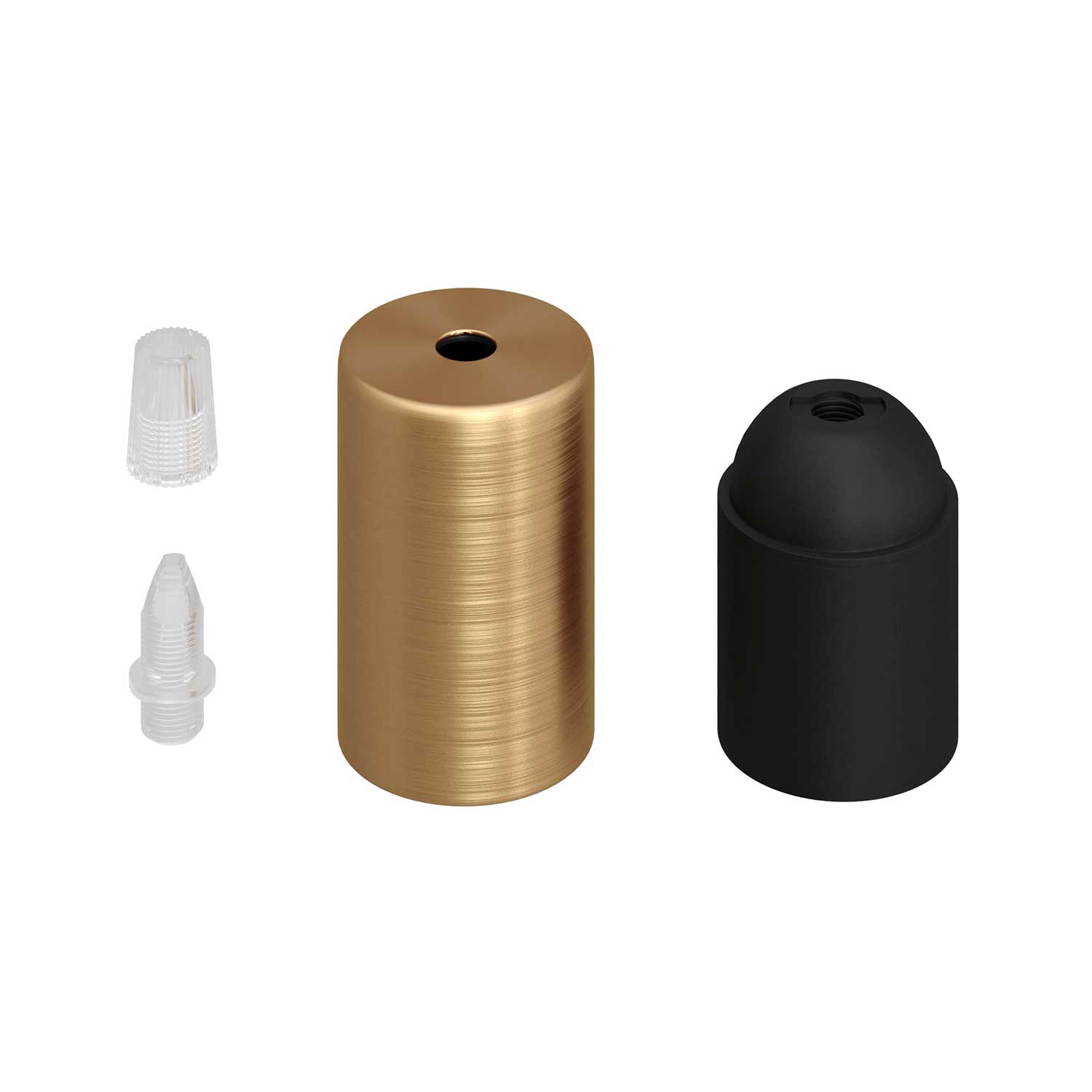 Cylindrical E27 metal socket kit - Satin bronze