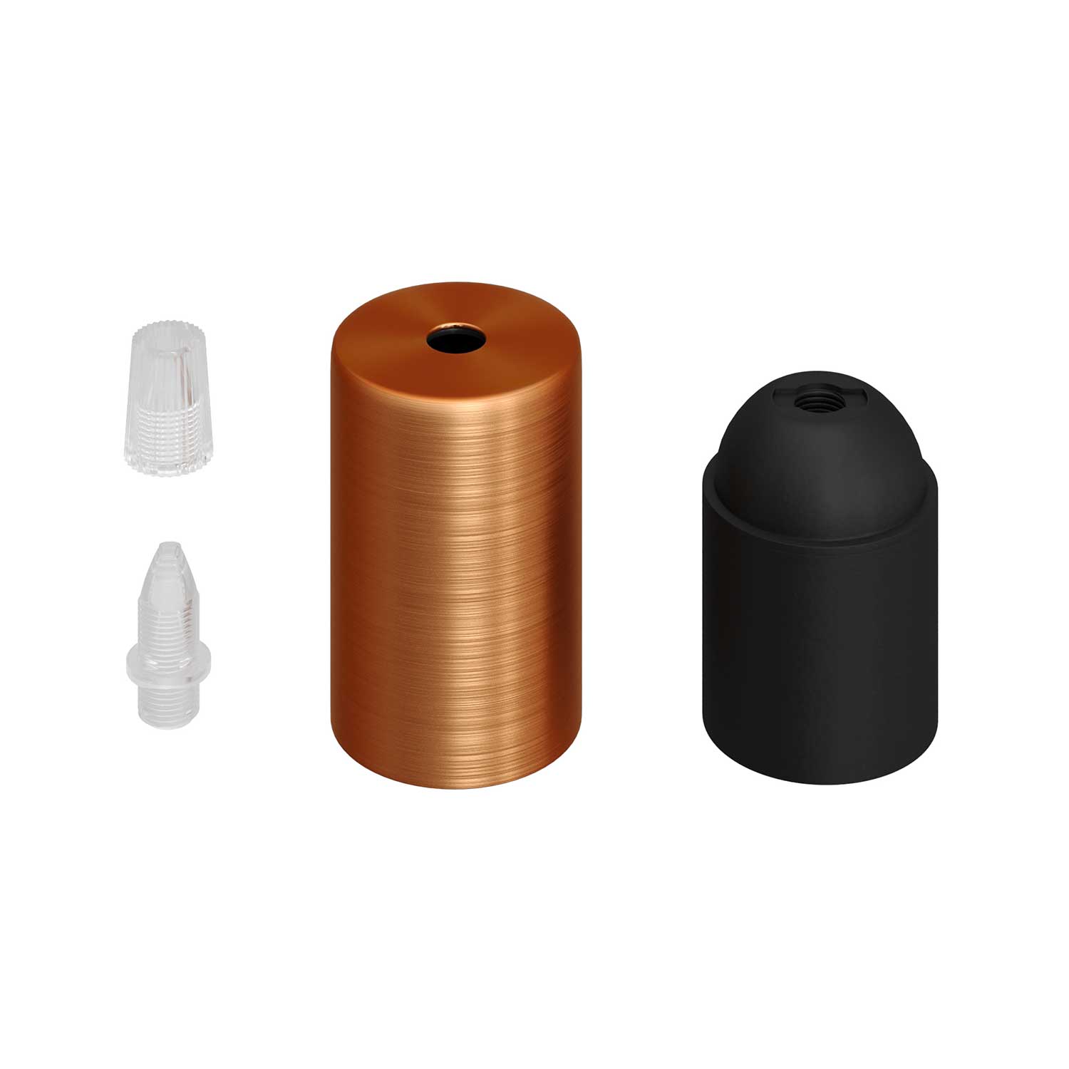 E27 cylindrical metal socket kit - Satin copper