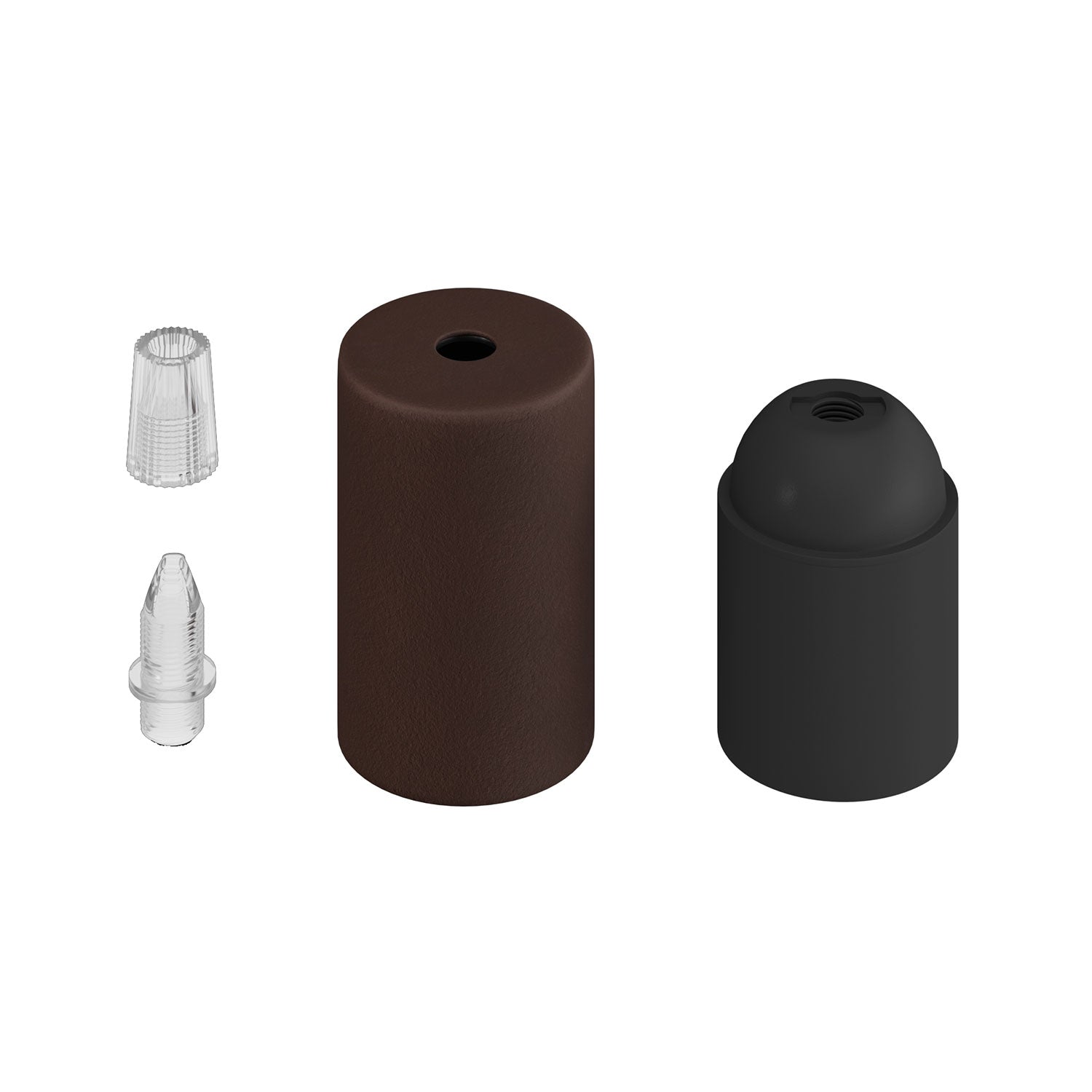 E27 cylindrical socket kit in metal - Painted dark rust