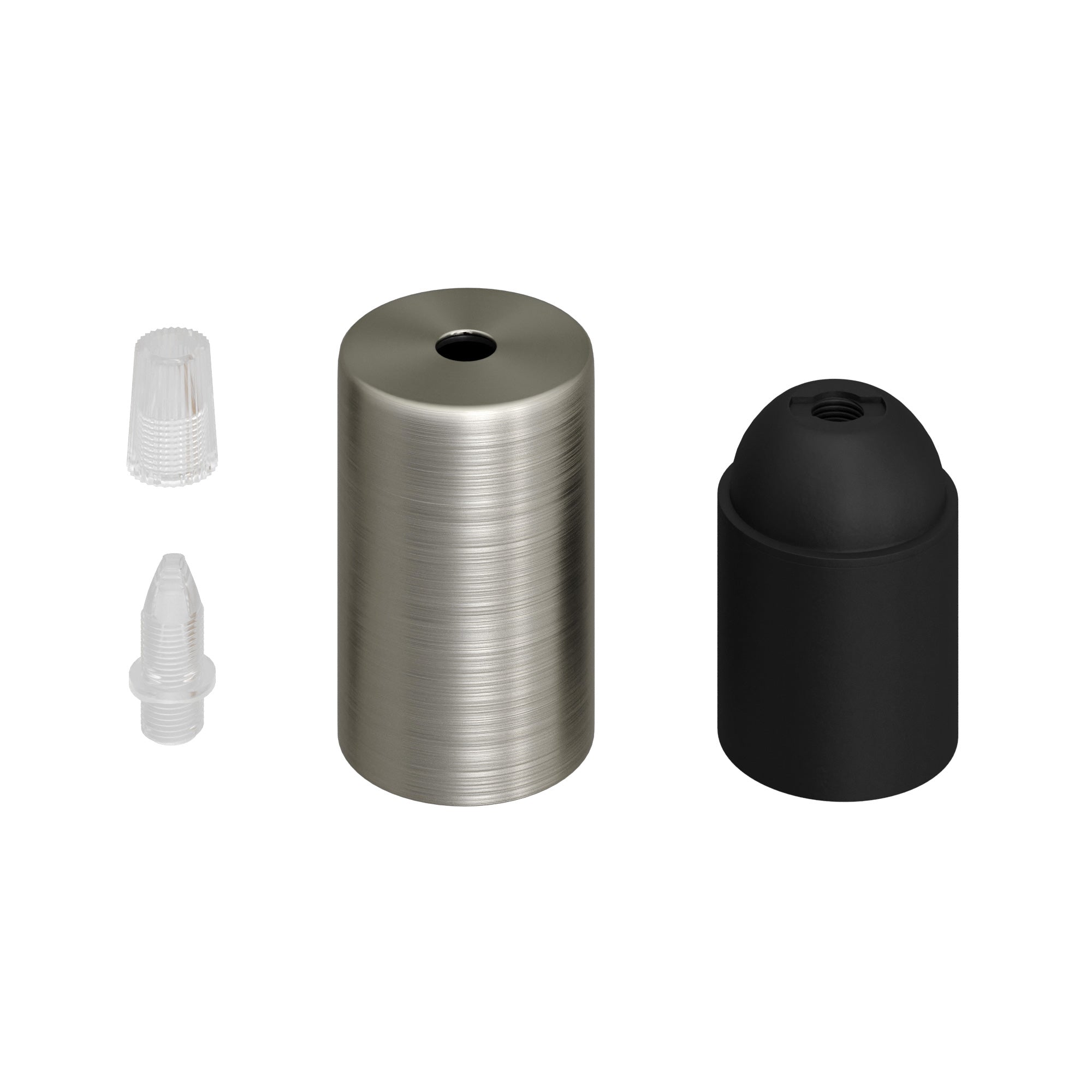 Cylindrical E27 metal socket kit - Satin titanium