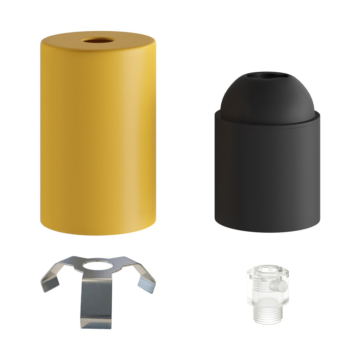 Kit portalampada E27 Pastel in metallo con serracavo nascosto - Mostarda