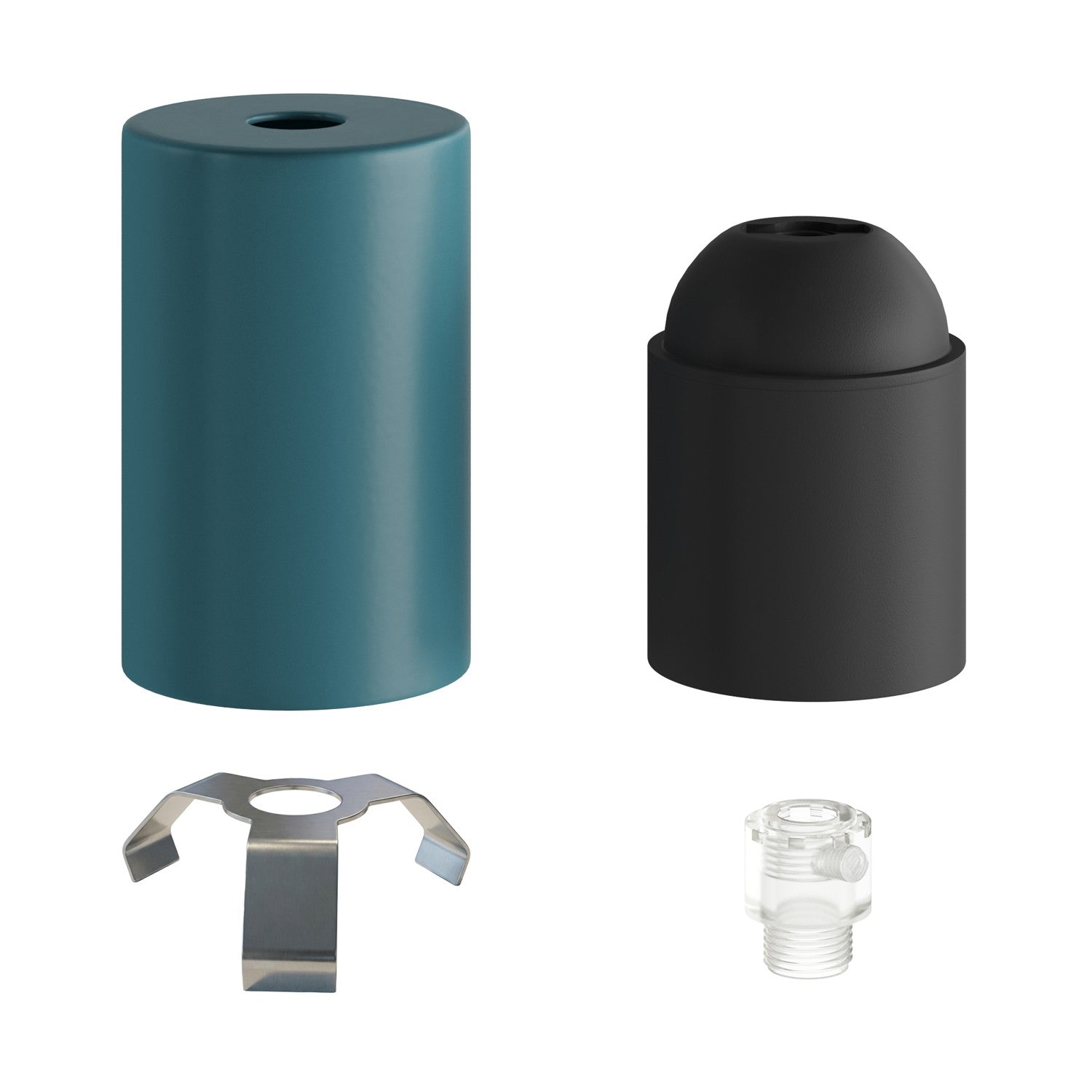 Kit portalampada E27 Pastel in metallo con serracavo nascosto - Petrolio