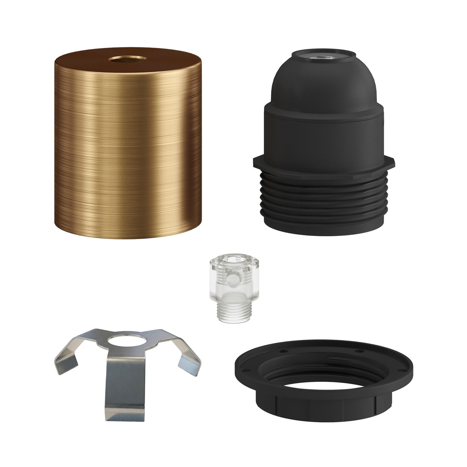 Kit portalampada E27 semifilettato in metallo con serracavo nascosto - Bronzo satinato