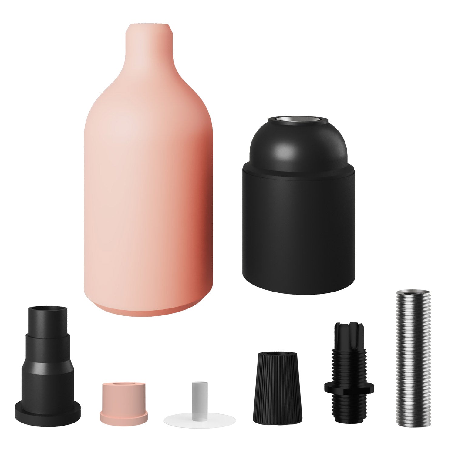 Silicone E26 socket kit with hidden cable clamp - Salmon