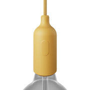 Silicone E26 socket kit with switch and hidden cable clamps - Yellow mustard