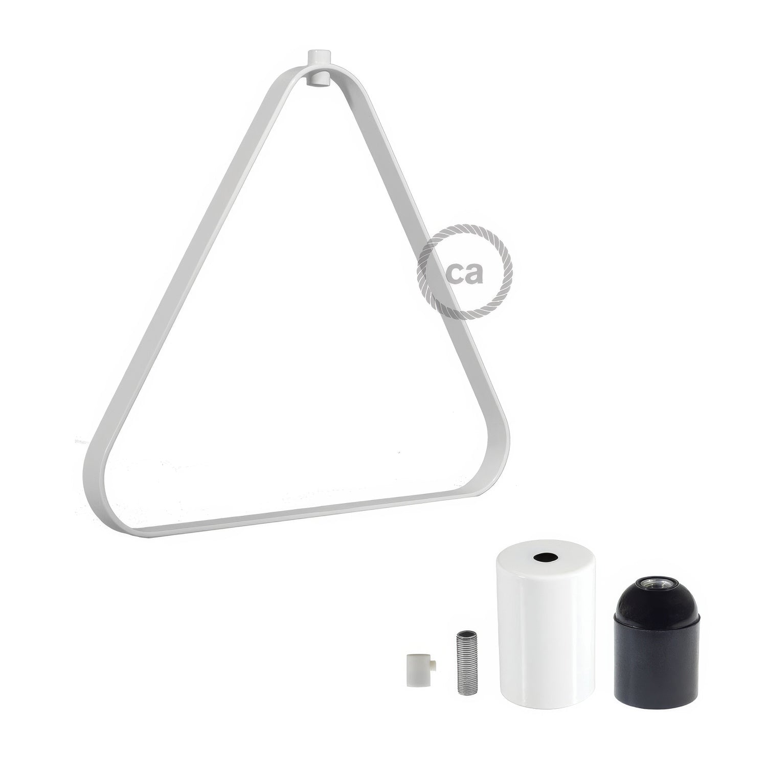 Metal Duedì Apex lampshade with metal socket cover and E26 socket - White