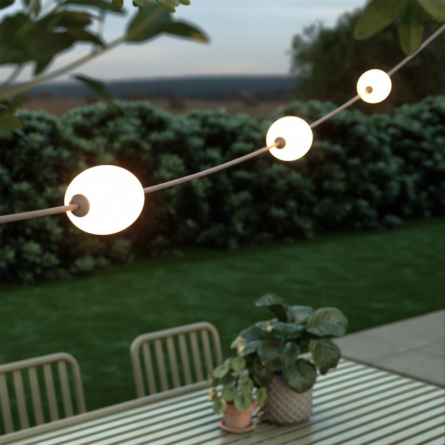 Catena luminosa 3 punti luce da esterno IP67 Desert Brown con spina UK - Marina3