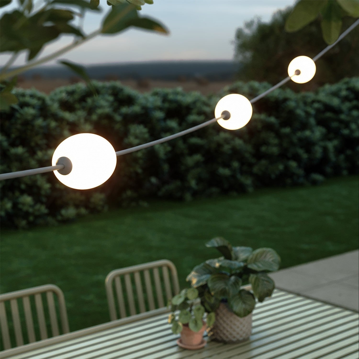 Catena luminosa 3 punti luce da esterno IP67 Grigio con spina UK - Marina3