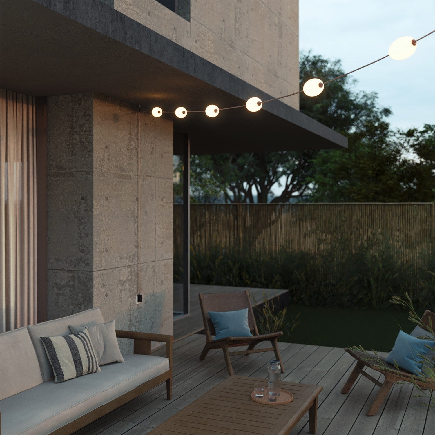 Catena luminosa 6 punti luce da esterno IP67 Desert Brown con spina UK - Marina6