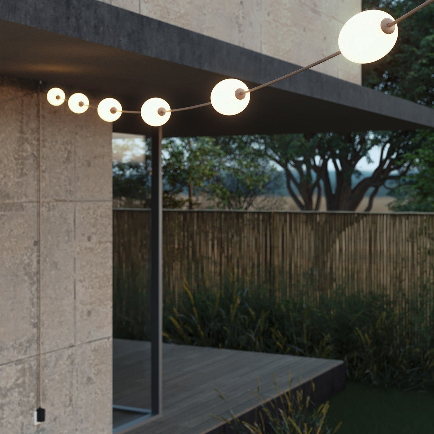 Catena luminosa 6 punti luce da esterno IP67 Desert Brown con spina UK - Marina6