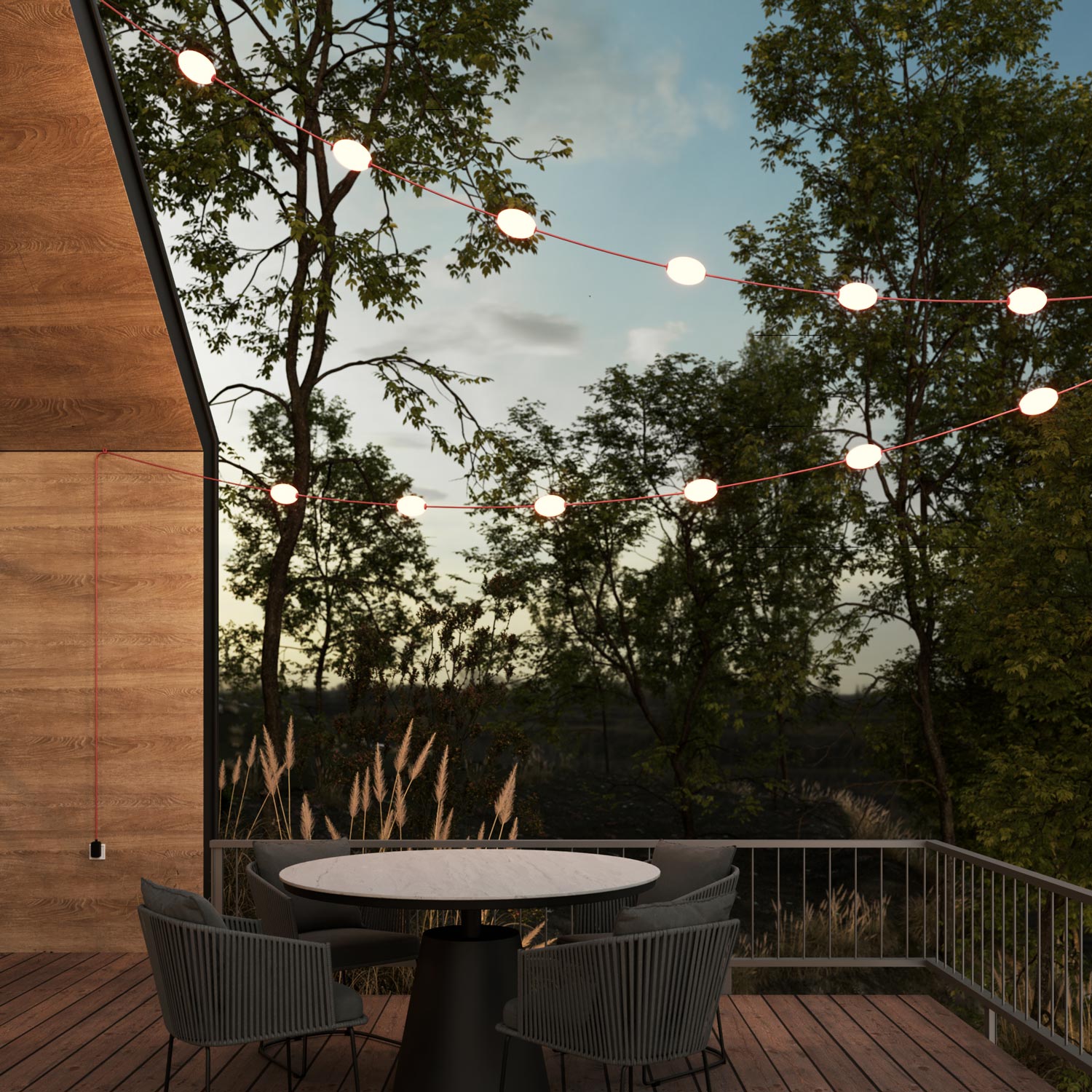 Catena luminosa 12 punti luce da esterno IP67 Rosso stella marina con spina UK - Marina12
